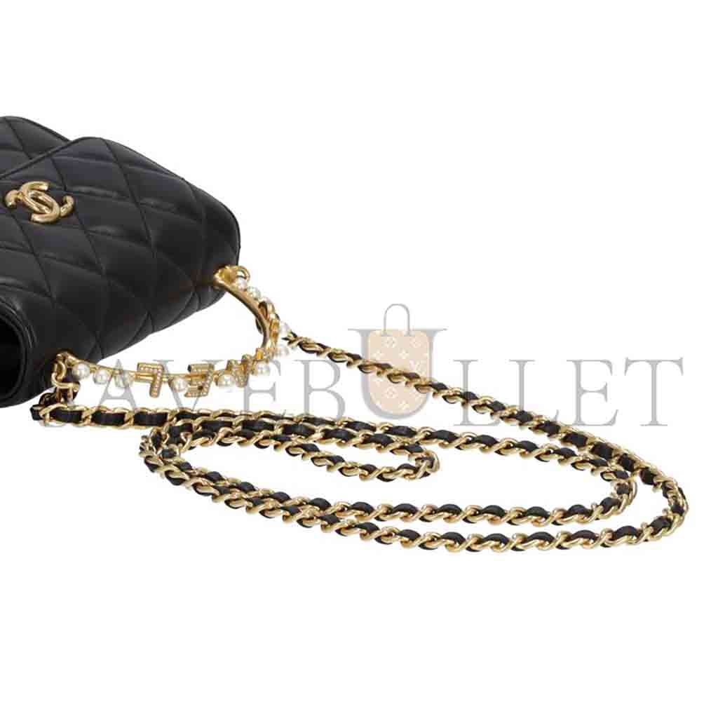 CHANEL MASTER FAKE PEARL COCO HANDLE MATELASSÉ CHAIN SHOULDER BAG (15*12*6cm) 